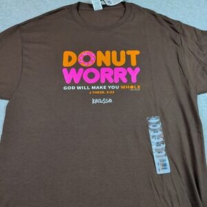 Kerusso Donut Worry God Will Make You Whole Brown Graphic T-Shirt Medium
